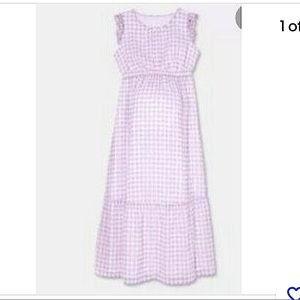 Isabel Maternity purple gingahm spring maxi dress Size S